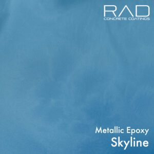 Blue metallic epoxy floor coating sample